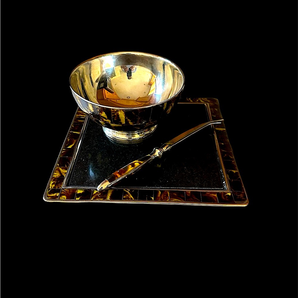 Ralph Lauren Home Faux Tortoise Cheese board with Granite inlay set and bowl!